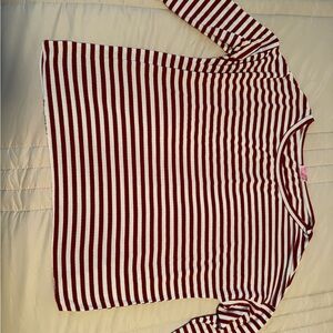 Pink Lily Red and White Striped Long Sleeve Top